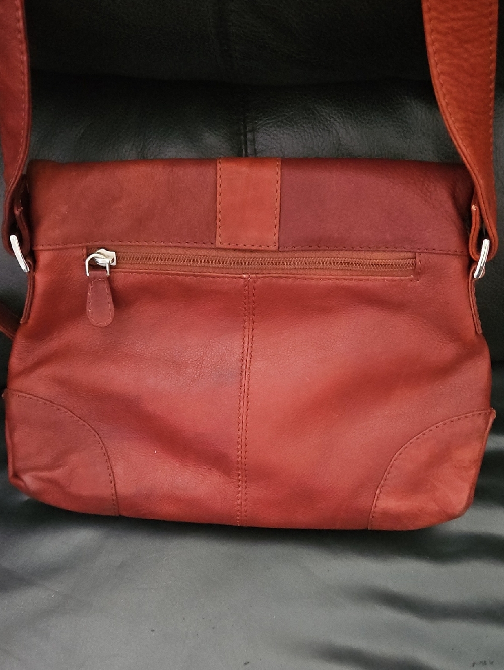 Vera Pelle  Rust 100% Leather  Italian Designer Purse Crossbody Shoulder Bag - Picture 3 of 13